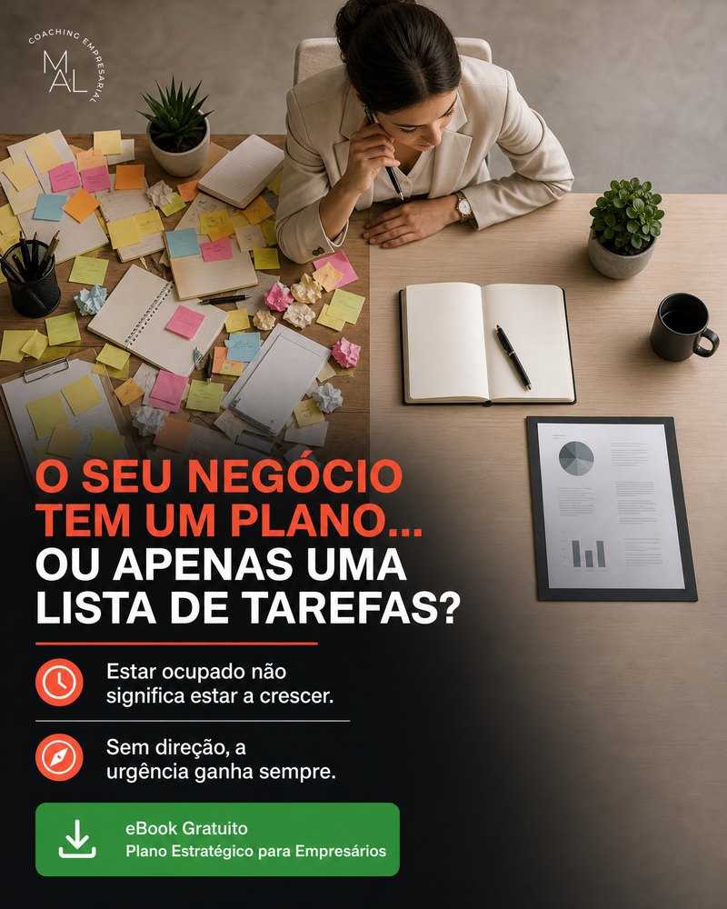 O mesmo brief gerado pela Oficina Visual: o logótipo real da marca, colado por código a partir do ficheiro carregado, no canto superior esquerdo.